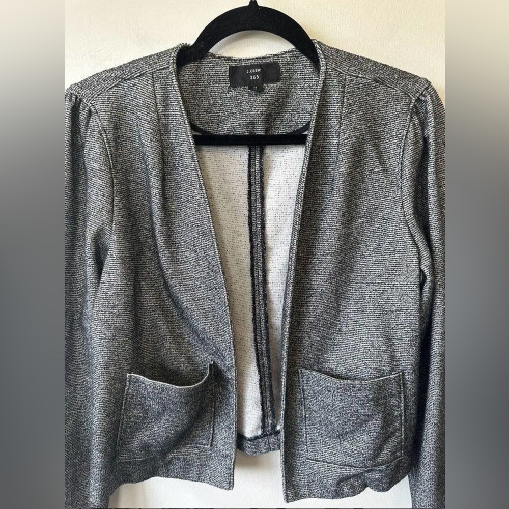 J.Crew 365 Boucle Blazer Open Front Heathered Black Size Medium